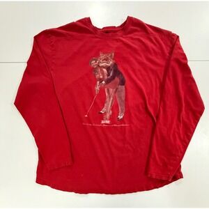 AKOO MFG CO Red Long Sleeve Graphic T Shirt Mens XL Fox Golf RARE (67)